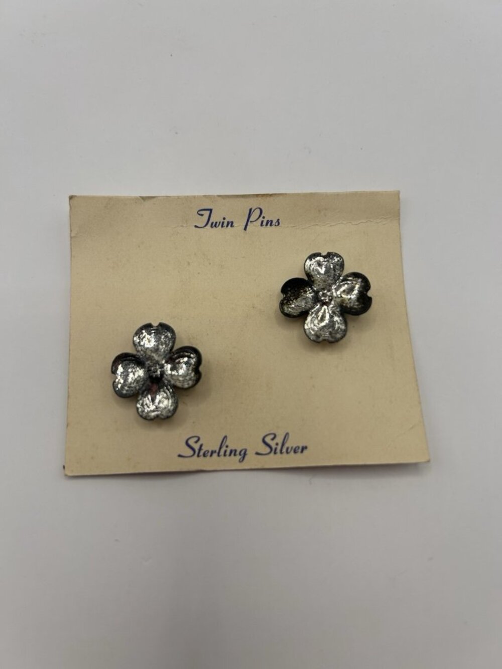 Sterlings Silver Twin Pins Dogwood Flowers Vintage Floral Flower Magnolia As Is